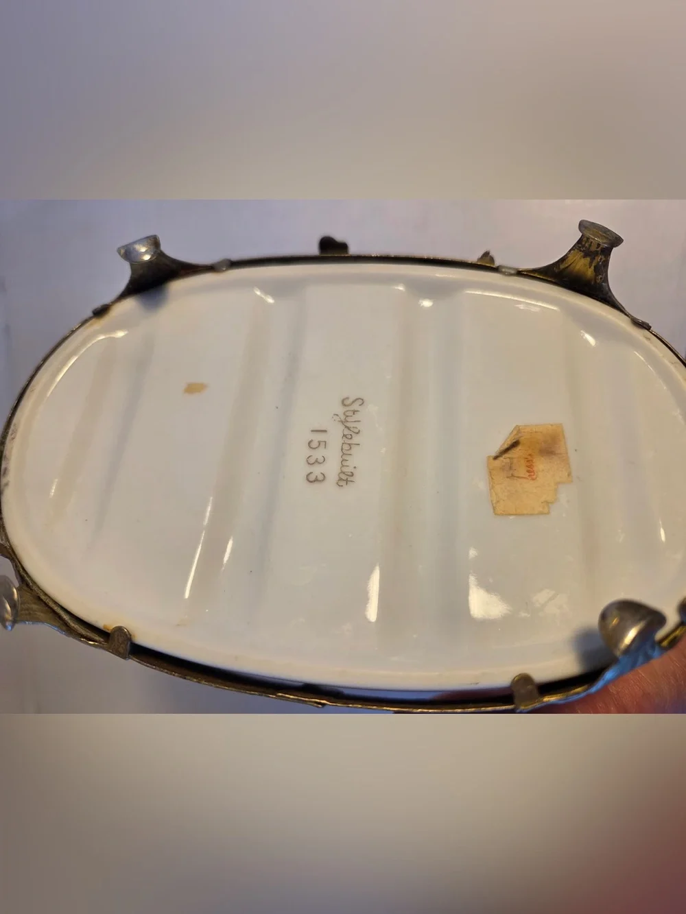 Stylebuilt Hollywood Regency Style Gold Colored Footed Soap Dish Vintage